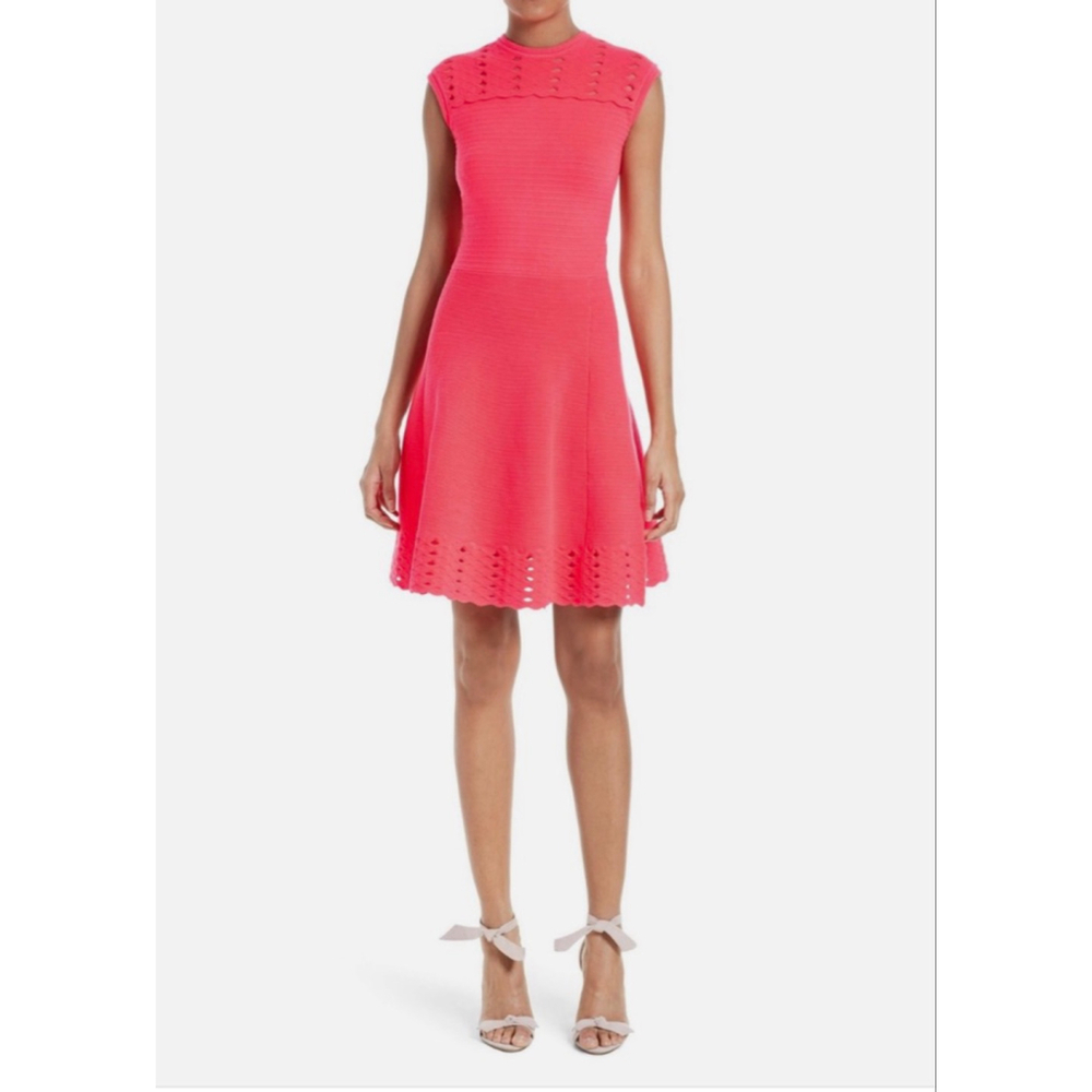 TED BAKER | Zaralia Coral Jacquard Panel Skater Dress Size 5